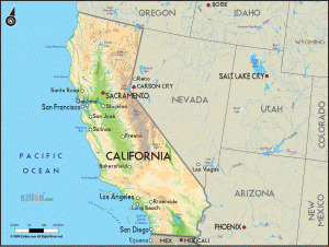 state of california highlighted on a map