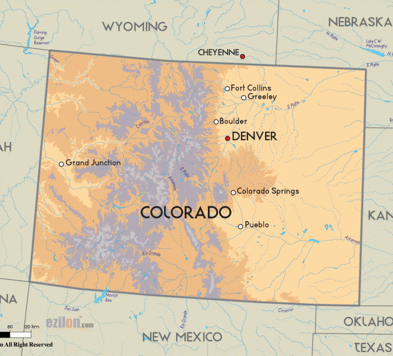 state of colorado highlighted on a map