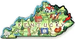 state of kentucky with illustration of populat landmarks