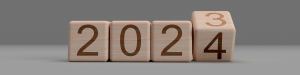 Numbers on blocks showing 2023 moving to 2024